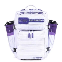 35L Backpack White With Purple Accents